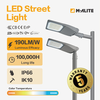 Lampe de rue LED AC en alliage d'aluminium moulé sous pression IP65 avec revêtement en poudre anti-corrosion pour route