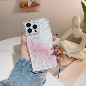 เคสโทรศัพท์ฝาครอบ360สองชิ้นลายกากเพชรเรซินอีพ็อกซี่พิมพ์ลายแวววาวแฟนซีสำหรับ <span class=keywords><strong>OPPO</strong></span> A5 <span class=keywords><strong>Pro</strong></span> 5G Reno 12F 13 - Product Image 2