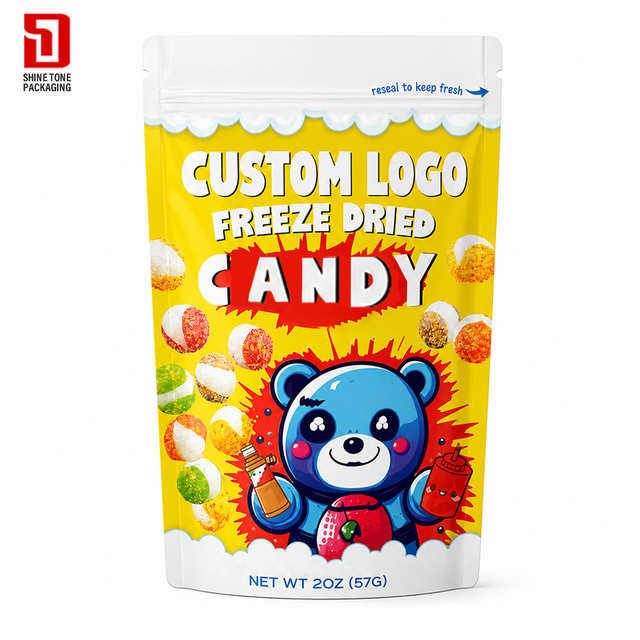 Custom Food Grade Resealable Plastic Zipper Bag Custom Printed Stand up Candy Packaging Pouch for Snack & Candy Storage