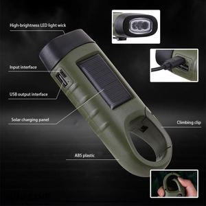 Hand-Crank Solar & Emergency Self-Charging 3 <b>LED</b> Torch <b>Light</b> Flashlight Waterproof ABS Body with IP65 Rating - Product Image 5