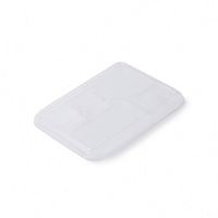 Contenant alimentaire jetable biodégradable en canne à sucre recyclée, 3 compartiments, 1000 ml (48 oz), avec couvercle transparent