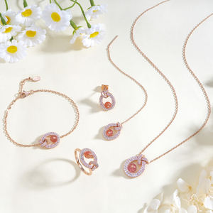 Bague en argent sterling 925 réglable en or rose 18 carats à la mode pour femmes Bague en pierre de cristal fin en cristal naturel - Product Image 5