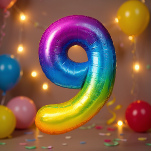 Party Love Number 9 Foil <b>Balloon</b> 100cm Multicolor Metallic Birthday Party <b>Decoration</b> - Product Image 3