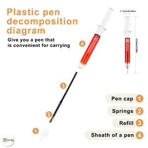 Stylo bille créatif en forme de seringue réaliste avec logo personnalisé imprimé, idéal pour les cadeaux promotionnels pour enfants - Product Image 2