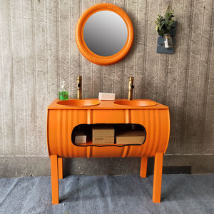 Columna de arte del hierro de pie ecológica de estilo Retro Industrial, lavabo creativo de columna de tambor de aceite