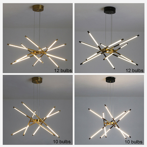 Lustre suspendu LED linéaire moderne Sputnik à tubes, style nordique simple, intensité réglable, pour restaurant et salon - Product Image 4
