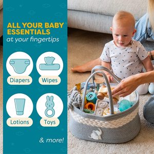 Organisateur de couches KUYEU, panier portable pour bébé, organisateur de rangement pour couches avec compartiments, panier à couches pour bébé pour le changement 0.8 - Product Image 6
