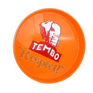 Plateau de service rond en fer blanc rouge avec logo personnalisé, rebord surélevé, pour bière et vin, idéal pour les bars et restaurants - Product Image 5