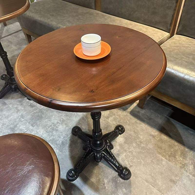 Mesa redonda garra de tigre madera maciza 60*60*75