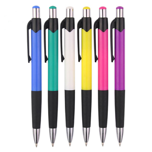 Bolígrafo barato para papelería y útiles escolares, bolígrafo de plástico blanco con logotipo promocional personalizado y agarre de goma suave - Product Image 2