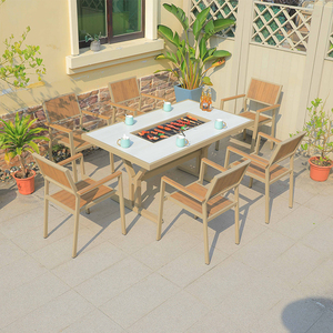 Hot Bán Đúc Nhôm Lửa Pit Bàn Và Ghế Đặt Hiện Đại Ngoài Trời Patio Đồ Nội Thất Sân Vườn Cho Sân BBQ Ăn Uống - Product Image 4