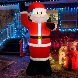 Decoração inflável de Papai Noel de 96 polegadas 8FT Papai Noel com saco de presente com luzes LED para decoração de Natal ao ar livre