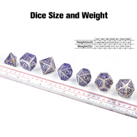 Lot de 7 dés géant nd, jeu de société, 7 pièces, bleu translucide, plateau D & D, avec boîte en métal, pour jeux vidéo