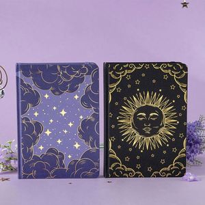 Purple Star Inspiration Black Sun Power Premium A5 PU Leather Hardcover <b>Journal</b> Gold Foil Dot Sewing Notebook for Creative Gift - Product Image 2