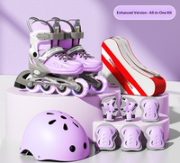 Patins à roulettes freestyle professionnels à 4 roues pour enfants, ensemble d'équipement de protection avec taille réglable pour garçons et filles