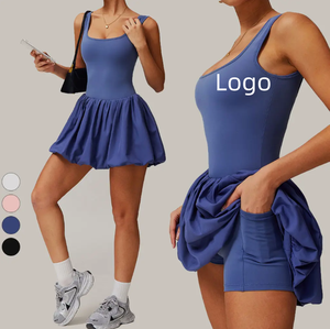 Set Fitness Gym personalizzato Langxiao abbigliamento sportivo per allenamento atletico Yoga Set gonna da Golf per donne Spandex/Nylon - Product Image 6