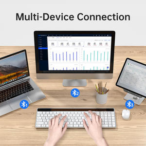 New Multi-Device Full Size 109-Key Silent Office Custom Aluminum Solar Wireless for <b>Keyboard</b> Ultra Thin Silver 12-Month - Product Image 4