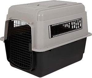 Safe Foldable Iron & Plastic Double Door Design Pet Cage <b>Dog</b> Carrier Super Large Space Air Transport Box with Wheels - Product Image 2