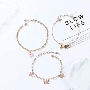 Bracelet de <span class=keywords><strong>cheville</strong></span> multicouche <span class=keywords><strong>pour</strong></span> <span class=keywords><strong>femme</strong></span>, chaîne style bohème, bijoux réglable, <span class=keywords><strong>en</strong></span> acier inoxydable, motif papillon, <span class=keywords><strong>or</strong></span>, pendentif d'ange, 2020 - Product Image 2