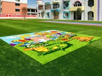 Tapis de jeu en gazon artificiel PP à motif personnalisé MCG pour aire de jeux pour enfants, maternelle, extérieur