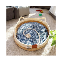 Keranjang kucing rotan anyaman desain baru tempat tidur kucing hewan peliharaan dengan bantal keranjang kucing hadiah ulang tahun hewan peliharaan hadiah Natal 2024