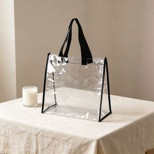 Reusable Holographic <b>Plastic</b> Clear Bag Logo Beach Ladies Hand Shopping Custom Transparent Pvc <b>Tote</b> Bags - Product Image 3