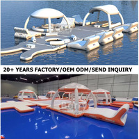 Île flottante gonflable Barry Leisure Land, radeau gonflable, ponton pour jet ski, plateforme flottante avec échelle