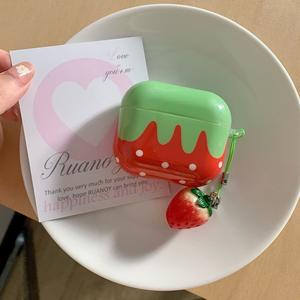 AP064 Mignon Pendentif Fraise pour <span class=keywords><strong>AirPods</strong></span> <span class=keywords><strong>Pro</strong></span> /pro2 Étui pour Écouteurs 1/2/3 Génération Cartoon Housse de Protection Convient aux Femmes - Product Image 2