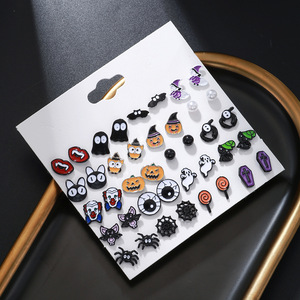 Halloween Cartoon Stud <b>Earrings</b> Set With Pumpkin Ghost Spider Charm For Women Party Jewelry Stainless Steel Ear <b>Posts</b> - Product Image 3