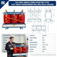 Transformateur de distribution électrique immergé dans l'huile Tianweisd 11kV 0.4kV 400kVA SCB11 à trois bobines en cuivre 50/60Hz