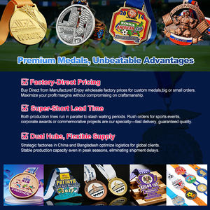 เหรียญรางวัลยิมนาสติกลีลาแบบกำหนดเอง พร้อมริบบิ้นคล้องคอ - Product Image 3