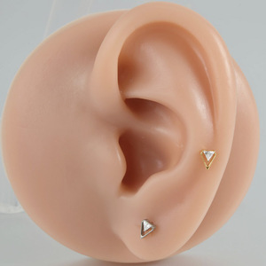 Stud <b>Earrings</b> Marquise Zircon G23 Titanium Alloy Internal Thread Unisex Everyday Wear - Product Image 2