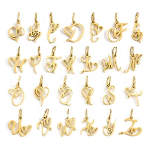 A-z liontin huruf Hypoallergenic perhiasan emas berlapis huruf awal jimat untuk Kalung untuk liontin wanita