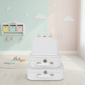 Wholesale <b>White</b> Paperboard Suitcase Shape Gifts <b>Boxes</b> Baby Cardboard Kids Suitcase with Handle - Product Image 1