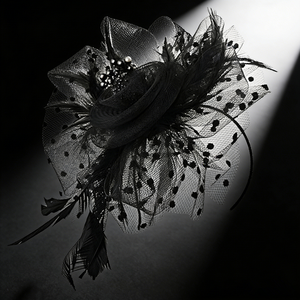 Accessoires de cheveux pour mariées adultes, chapeaux fascinateurs en plumes et voile en résille pour thé, bandeaux pour femmes en soie et cuir véritable - Product Image 3