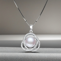 Bijoux saint-valentin Style fleur 9-10mm 5A pendentif perle avec décoration en Zircon sur argent