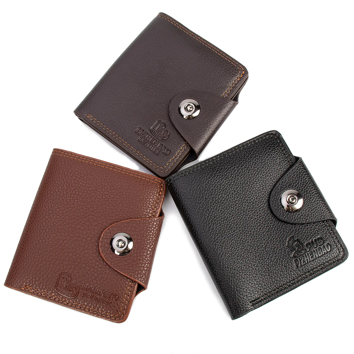 Litchi Patterned Leather Wallet Large Capacity Multi Card Slot Short Wallet PU Leather Wallet