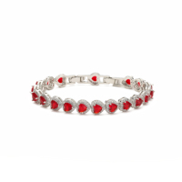 Bracelet fin brillant en forme de cœur, bijoux coréens personnalisés, élégant, achat en gros, zircon rouge, bracelet plaqué or pour usage quotidien