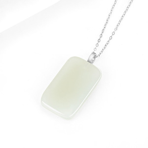 Colgante de Jade Hetian Blanco de Material Natural Antiguo, Collar de Piedra de Jade Unisex con Cadena de Cuerda, Amuleto de la <span class=keywords><strong>Paz</strong></span>, Venta al por Mayor - Product Image 3