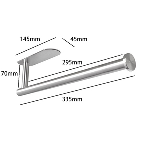 Porte-rouleau de papier long en acier inoxydable, sans perçage, pour sous-meuble de salle de bain, adhésif 3M, grande capacité, pour cuisine - Product Image 2