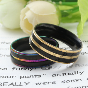 Men's Two-Tone Gold And <b>Black</b> <b>Titanium</b> Steel <b>Ring</b> Geometric Fashion Jewelry Gift - Product Image 4
