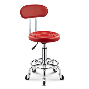 Fauteuil <span class=keywords><strong>de</strong></span> Barbier Moderne en Cuir PU, Réglable Hydrauliquement et Pivotant, avec Roues et Dossier, Base Chromée/Métallique, Luxe pour Salons <span class=keywords><strong>de</strong></span> Beauté - Product Image 2