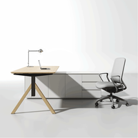 Conception de table de direction en bois personnalisée, bureau de direction moderne en forme de L