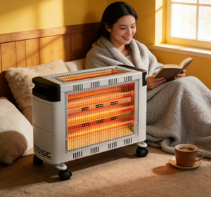 Chauffage infrarouge portable à quartz 2000W avec roues, protection anti-renversement, couverture de 230 à 275 m², <span class=keywords><strong>électrique</strong></span> pour usage domestique - Product Image 1