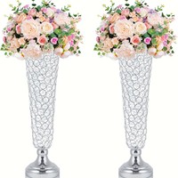 Support de vase en cristal acrylique or/argent en forme de trompette, centre de table de mariage, vase floral pour décoration de fête et de mariage