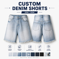 Shorts en jean rétro américains pour hommes avec logo personnalisé OEM, style hip-hop, coupe ample, jambe large, délavés, fabriqués par une usine professionnelle