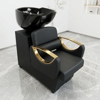Fauteuil de lavage de cheveux moderne, durable et portable pour salon de coiffure, avec bac en céramique et lit de lavage inclinable pour salon de beauté