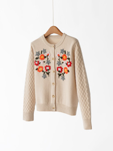 Cárdigan de Punto de Lana 100% con Botones y Bordado Floral Tridimensional, Estilo Casual, Tendencia Otoño 2025, <span class=keywords><strong>Ropa</strong></span> para <span class=keywords><strong>Mujer</strong></span> - Product Image 6