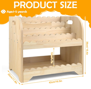 Librería Infantil Resistente de 5 Niveles, Estantería de Madera para Niños con Estantes Festoneados, Librería Montessori para Niños - Product Image 2