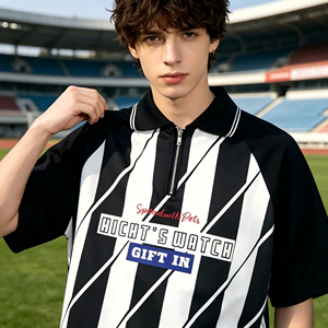 Camiseta Deportiva Polo de Manga Corta a Rayas para Hombre, con Cierre de Cremallera, Logotipo Personalizado, de Alta Calidad, para Uniformes de Equipo y Uso Diario - Product Image 4